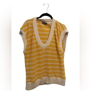 Zara Yellow and Cream Striped Knit Top